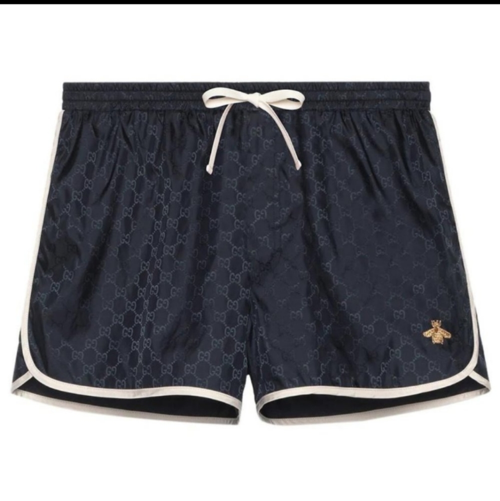 Gucci Black Nylon Bee Appliqué Swim Short Sz EU 48 US M